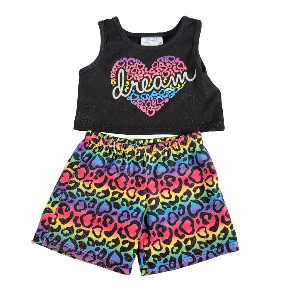 Build-A-Bear Clothes Lot Pajamas Tops Shorts Leopard & Zebra Print Stuffed Bear